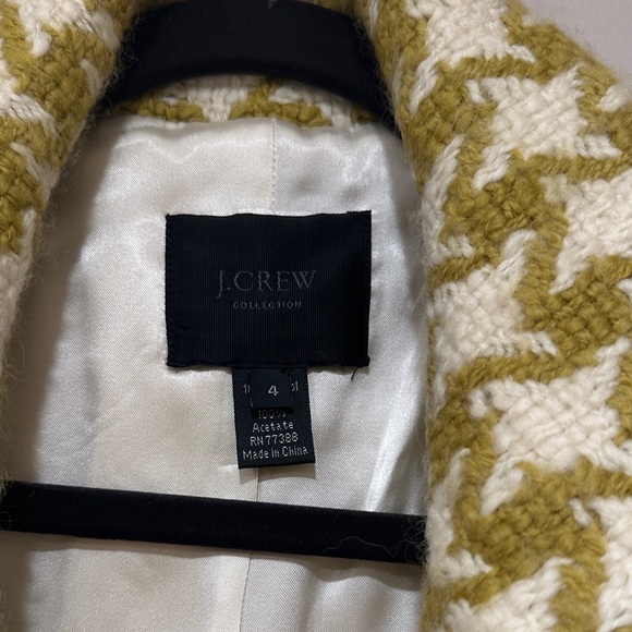 Women's J. Crew Collection Houndstooth Coat in Yellow and White - Picture 2 of 4